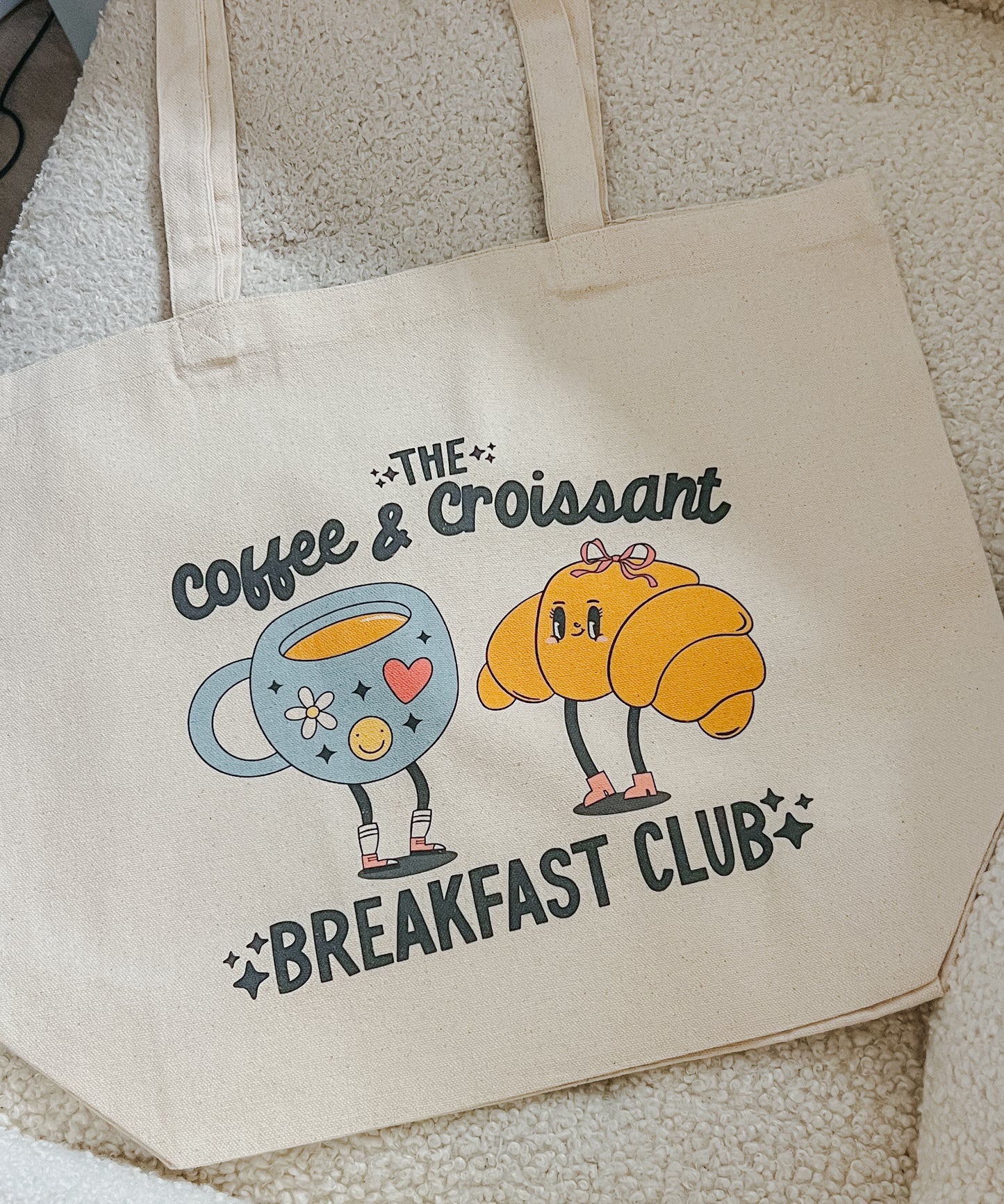 coffee and croissant breakfast club tote