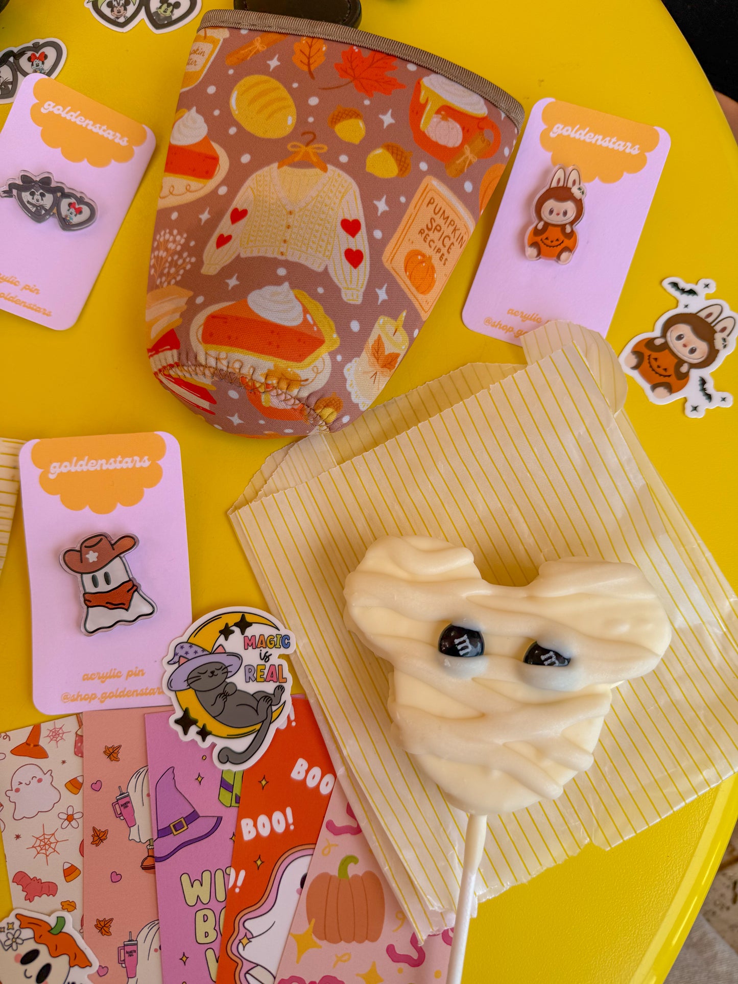 pumpkin labubu pin