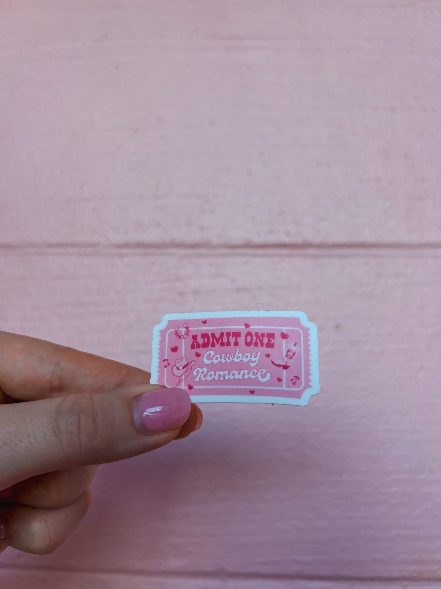 admit one cowboy romance sticker