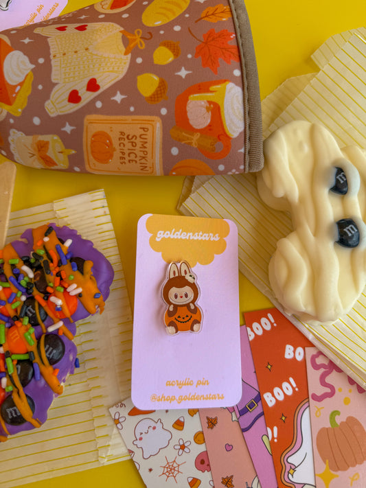 pumpkin labubu pin