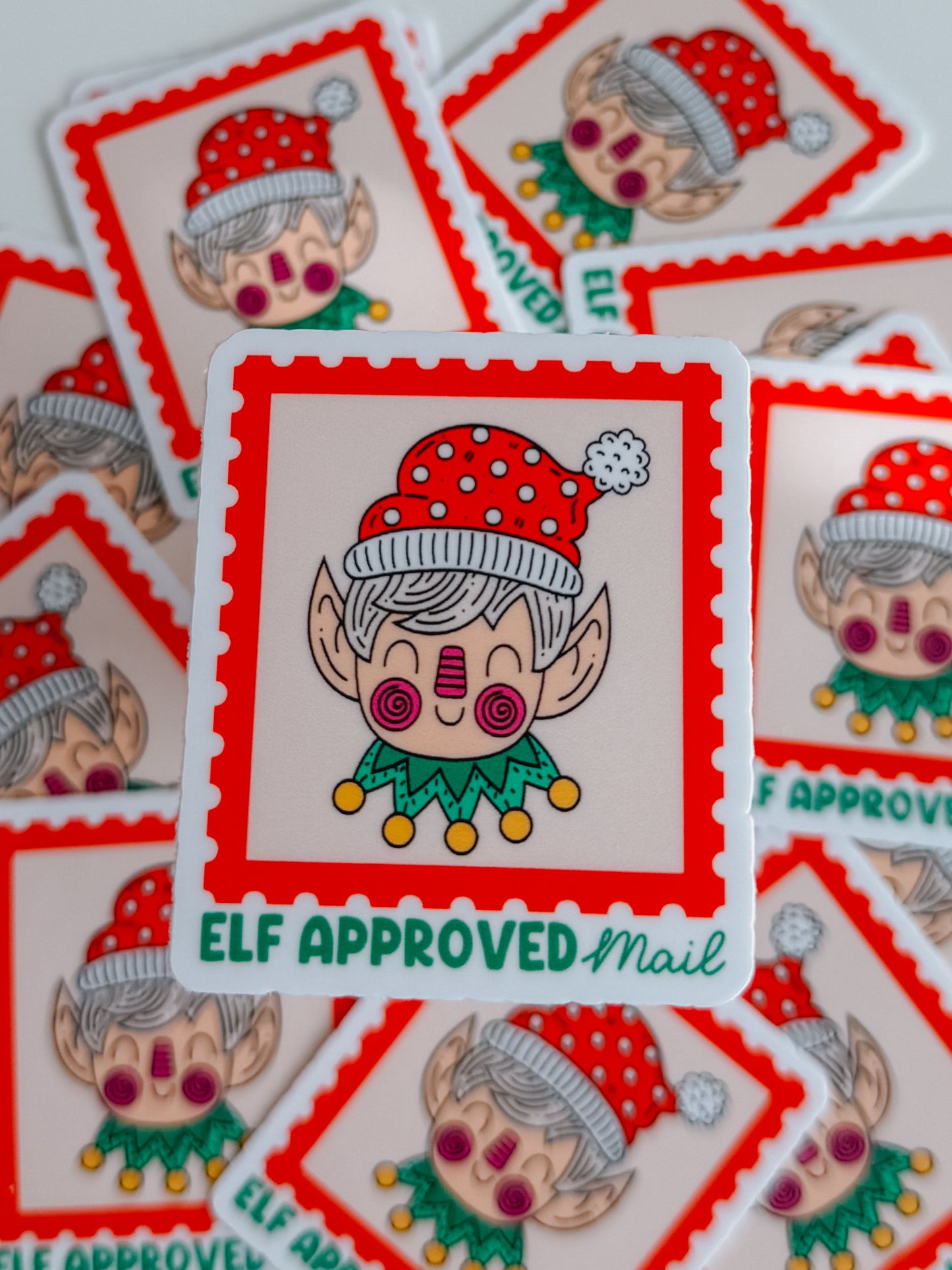 elf approved mail sticker