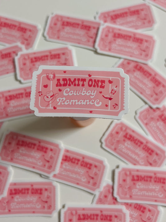 admit one cowboy romance sticker