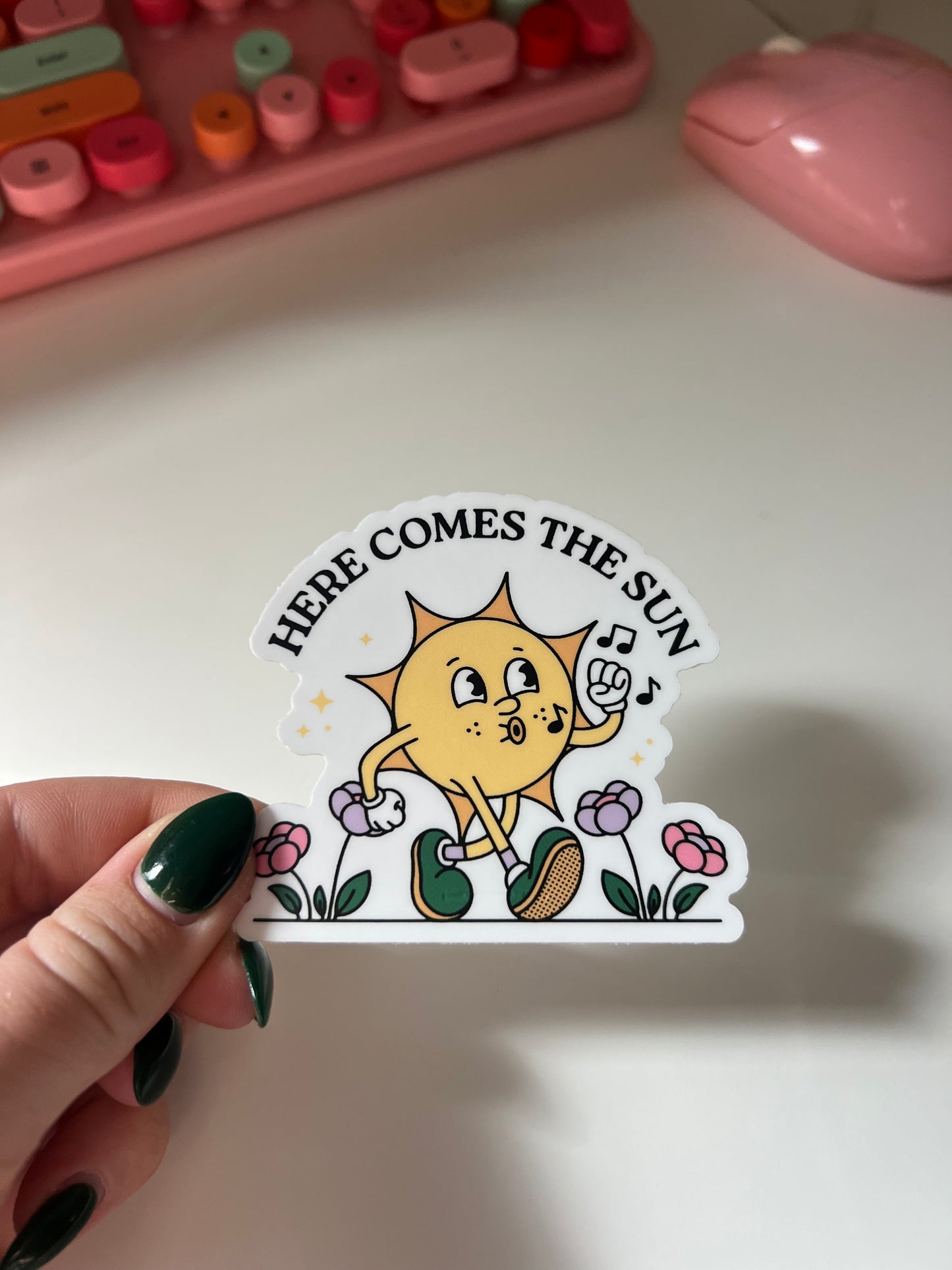 here comes the sun sticker