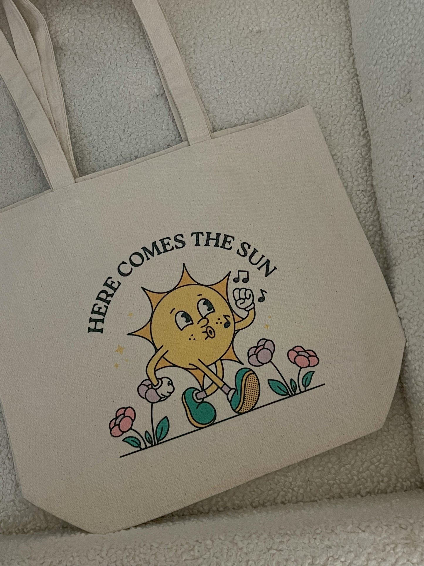 here comes the sun tote bag