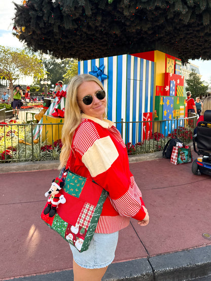 grandma’s christmas quilt tote bag