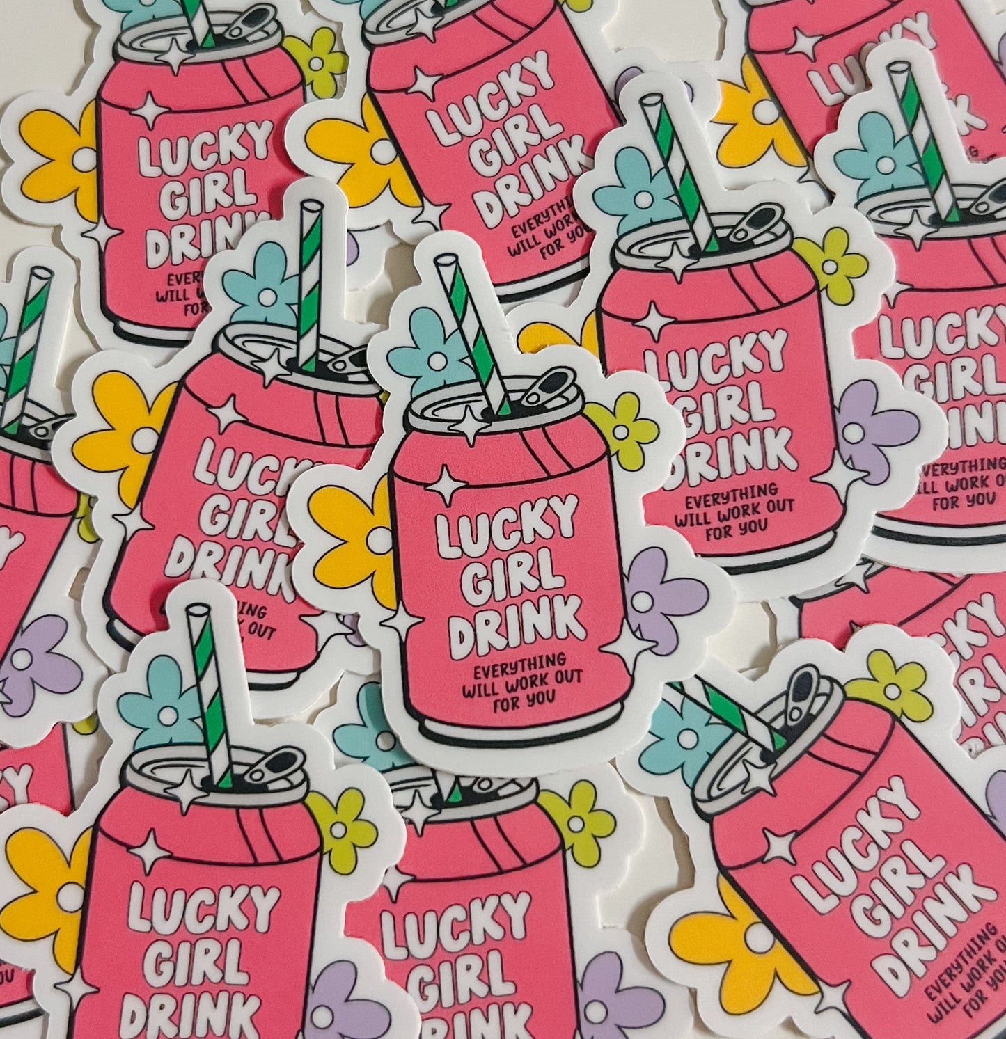 lucky girl drink sticker