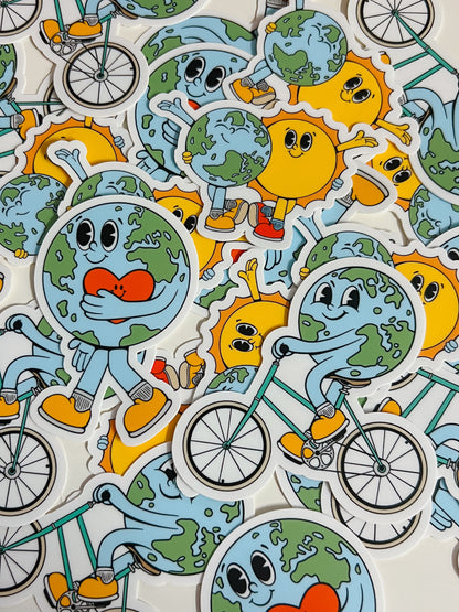 bike the earth sticker