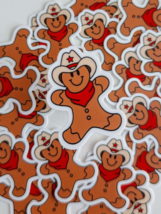 howdy gingerbread man sticker