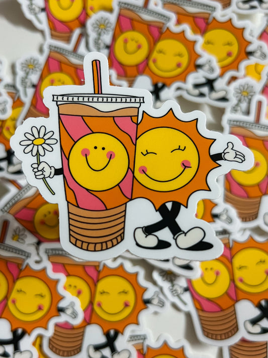 coffee + sun sticker