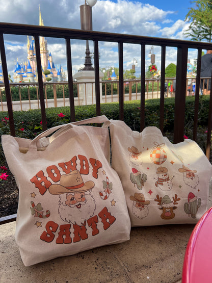 howdy santa tote bag