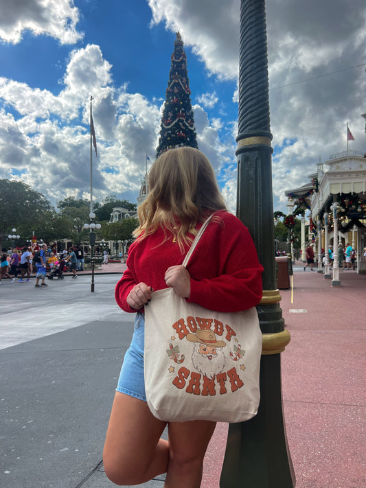 howdy santa tote bag