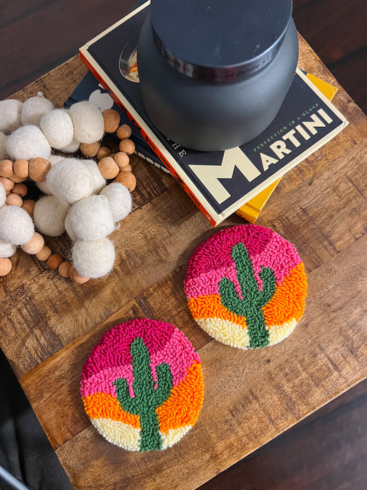 cactus sunset mug rug