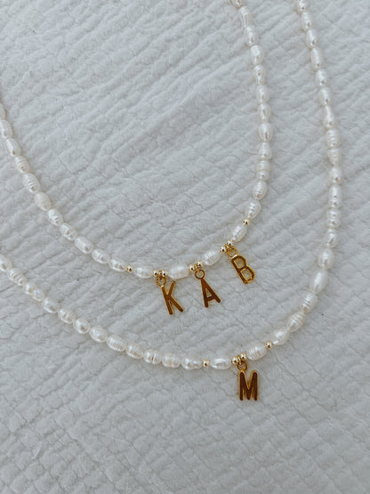 pearl initial necklace