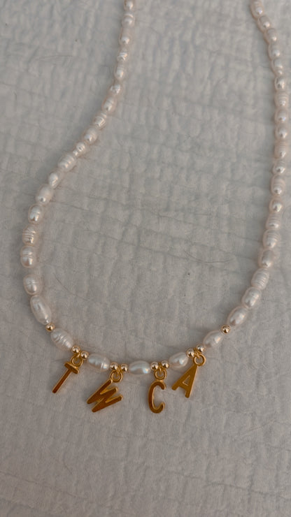 pearl initial necklace