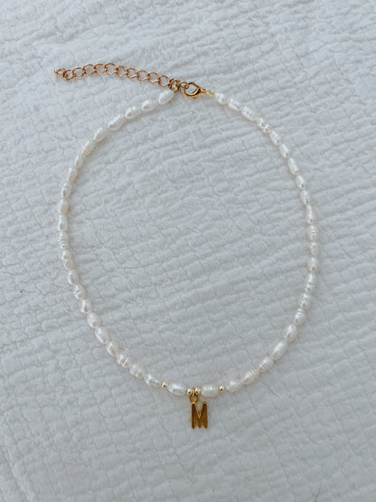 pearl initial necklace